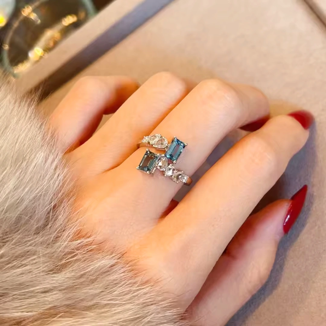 Zilveren ring met aquamarijn edelsteen - Afbeelding 3