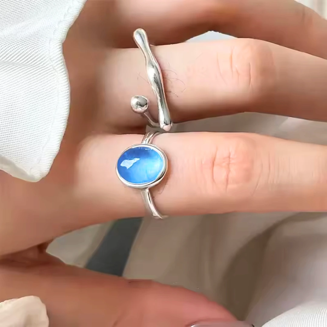 Zilveren ring met maansteen - Afbeelding 2