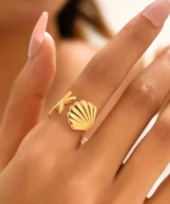 Bague Coquillage Dorée – Bijou Plage & Océan – Tendance Été Bohème
