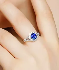 Alternative view of Bague diamant et saphir Sophie