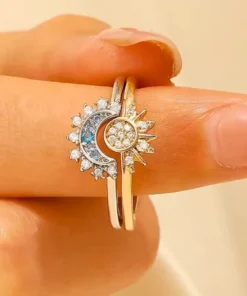 Bague pierre de lune soleil