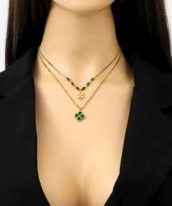 Collier trefle vert Salomé