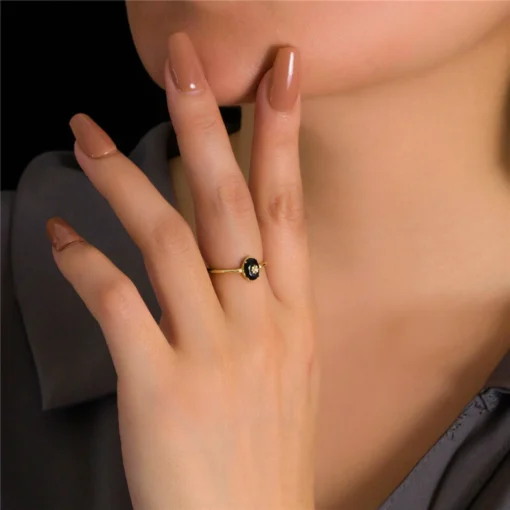 Bague en pierre noire Juliette - Afbeelding 2