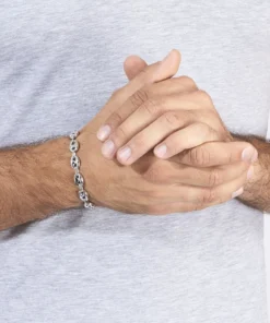 Bracelet graine de café argent homme
