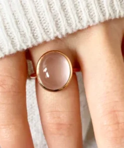 Alternative view of Bague en quartz rose Léa