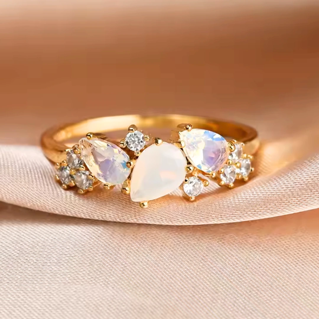 Gouden ring met maansteen - Afbeelding 6