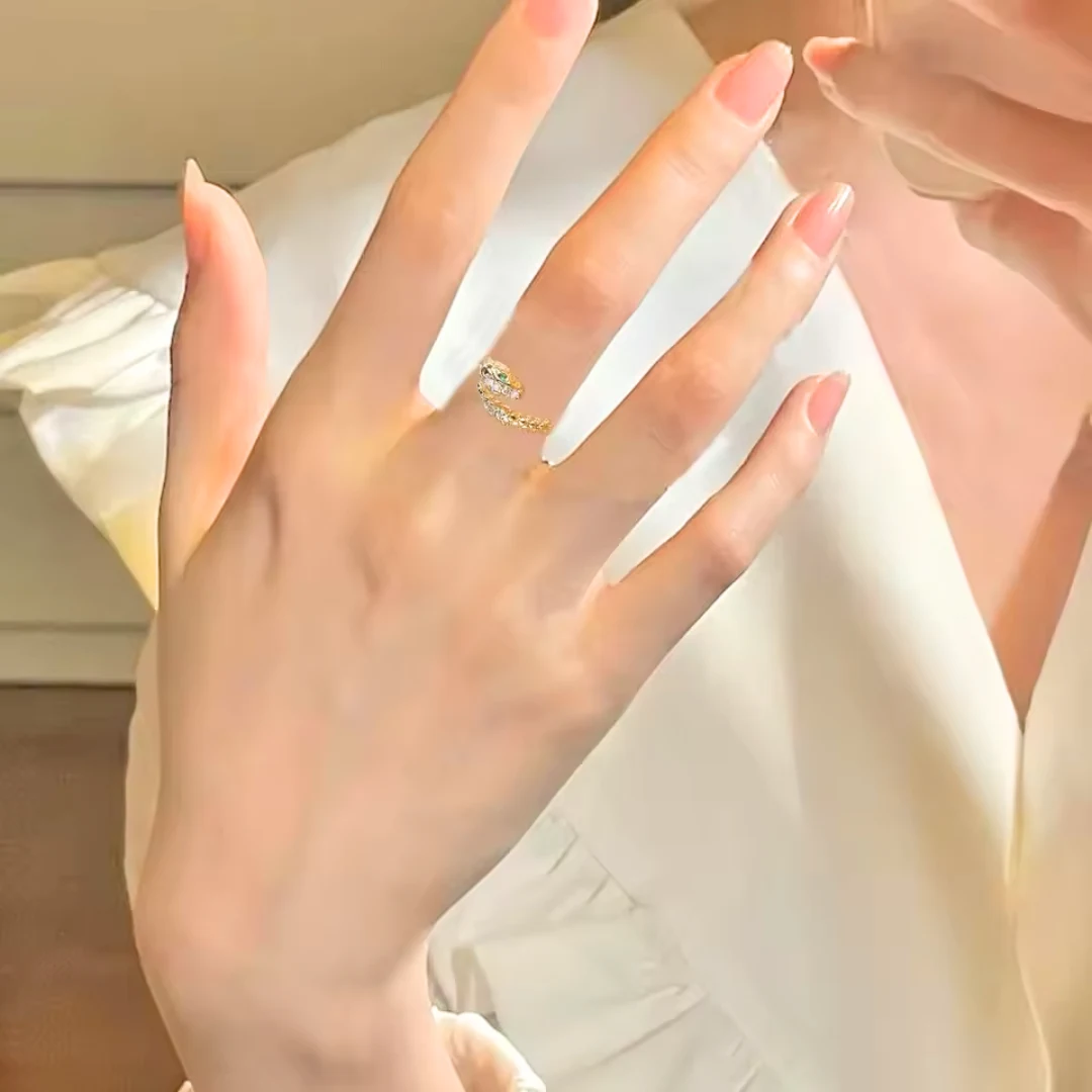 Gouden slangring Amber - Afbeelding 4