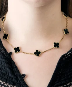 Alternative view of Collier trefle noir Mélanie