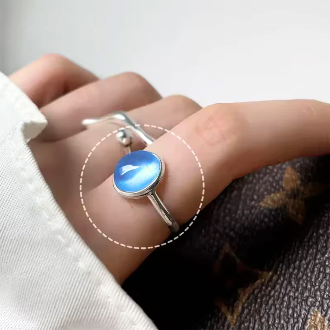 Zilveren ring met maansteen - Afbeelding 4