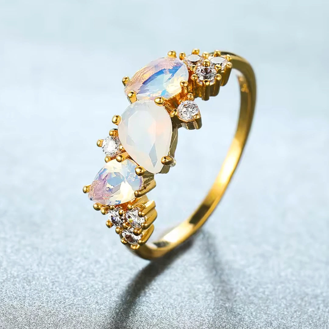 Gouden ring met maansteen - Afbeelding 5