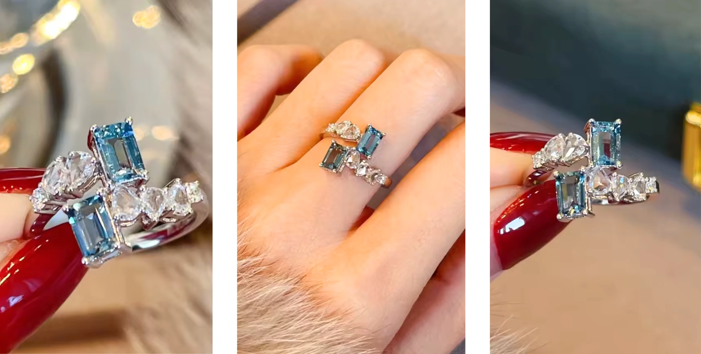 Zilveren ring met aquamarijn edelsteen - Afbeelding 9