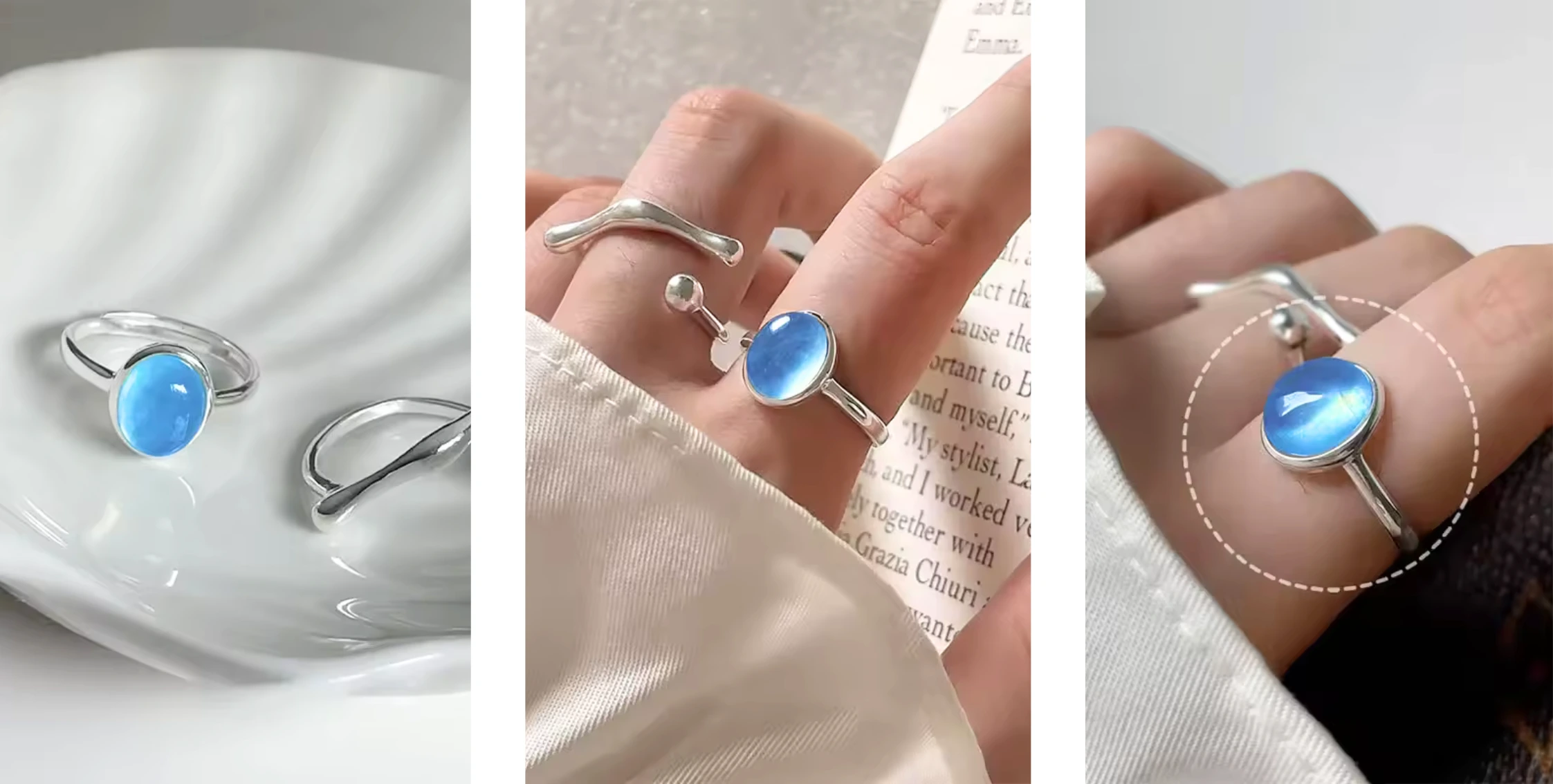 Zilveren ring met maansteen - Afbeelding 6